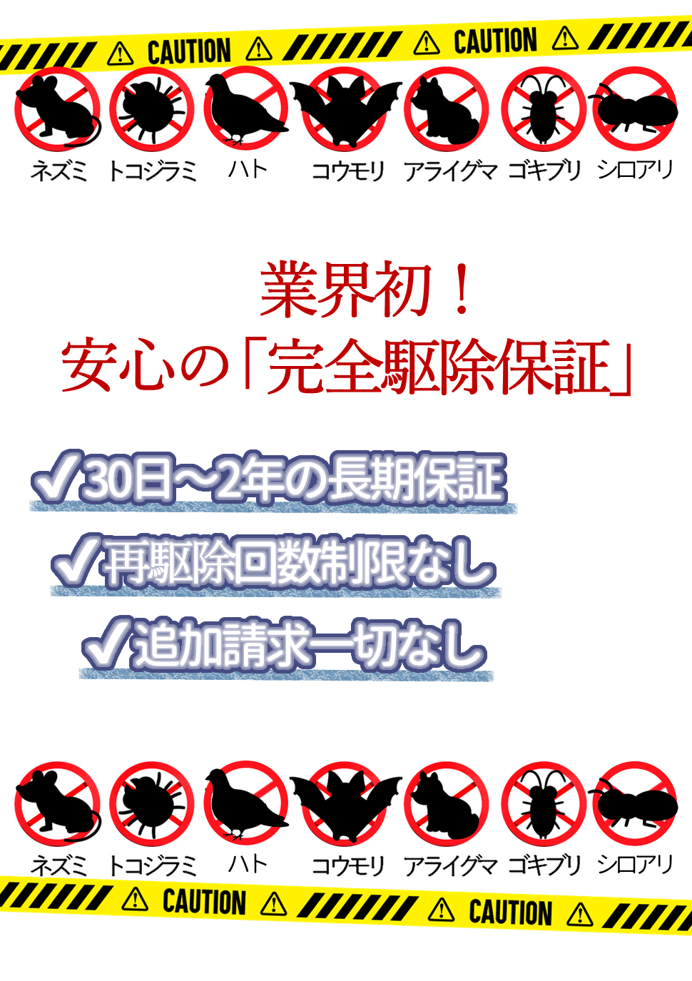 業界初!安心の「完全駆除保証」